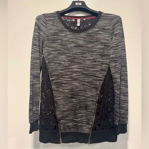Xhilaration Black and Gray Lace Long Sleeved Shirt